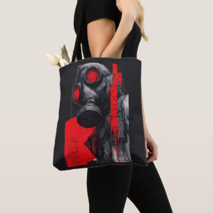 Bolsa tote de gas mask trash polka roja y negra