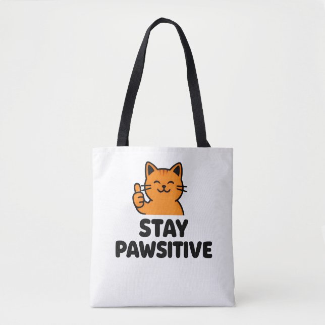 Bolsa tote de gato Ginger mantén positiva (Anverso)