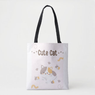 Bolsa tote de gato lindo | Bolsa de lona de gato K