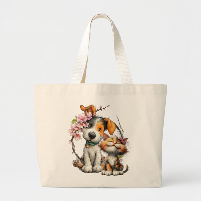 Bolsa tote de gato y perro, tote adorable y capric (Frente)