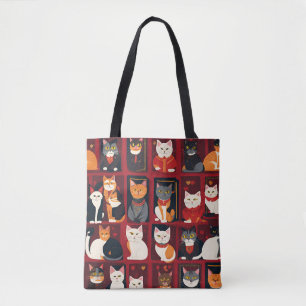 bolsa tote de gatos patchwork arte Ai