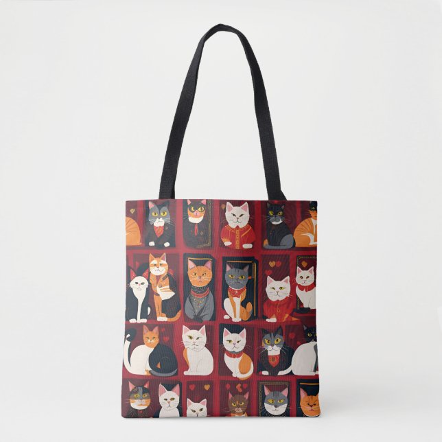 bolsa tote de gatos patchwork arte Ai (Anverso)
