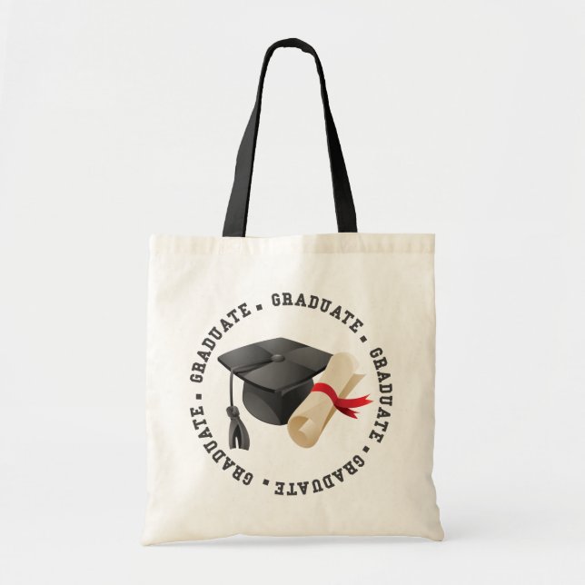 Bolsa tote de gorra y título de graduado (Frente)