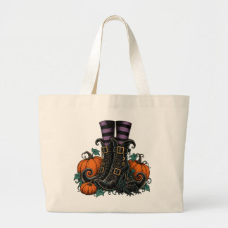Bolsa Tote de Halloween Botas de Bruja y Calabazas