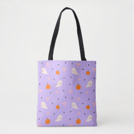 Bolsa tote de Halloween con fantasmas morados lind