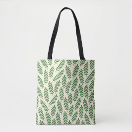 Bolsa tote de hojas verdes y crema elegante