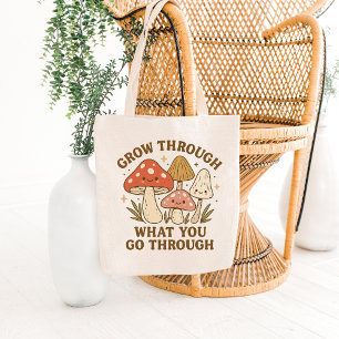 Bolsa Tote de Hongos Sonrientes y Cita de Crecimie