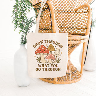 Bolsa Tote de Hongos Sonrientes y Cita de Crecimie