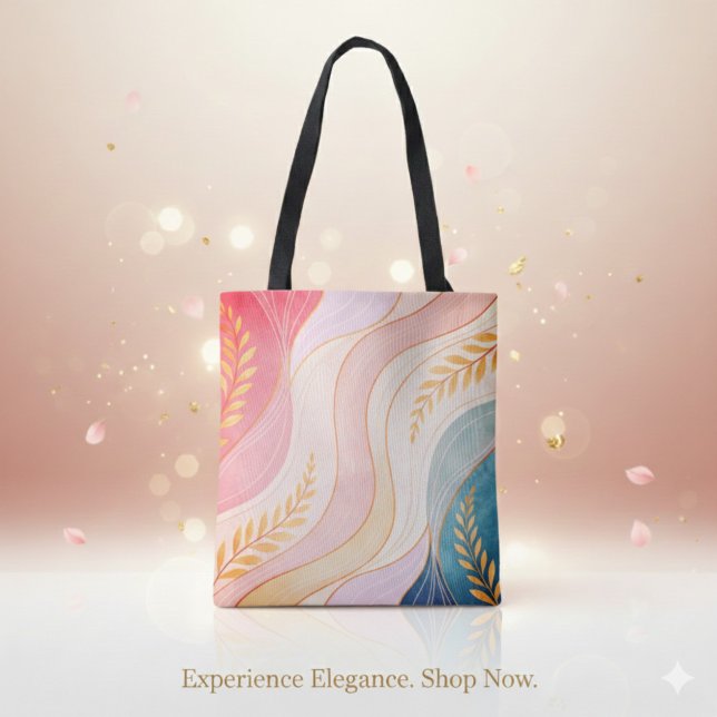 Bolsa tote de impresión completa femenina abstract (Pastel Abstract Feminine Full-Print Tote Bag)