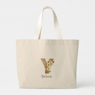 Bolsa tote de jubilación con monograma de flor de