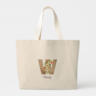 Bolsa tote de jubilación con monograma de flor y l
