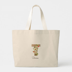 Bolsa tote de jubilación con monograma de flor y l