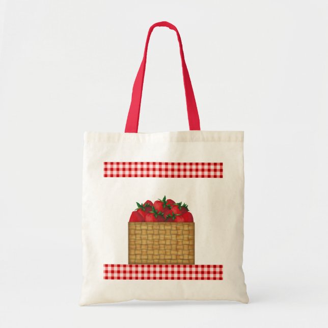 Bolsa Tote de la cesta de fresas (Frente)