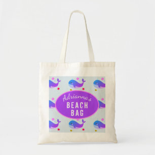 Bolsa Tote de la playa de ballena morada personali