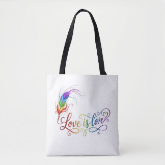 Bolsa Tote de Letra Elegante Pluma de Arcoíris 'El