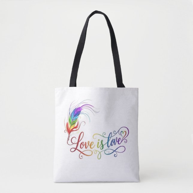 Bolsa Tote de Letra Elegante Pluma de Arcoíris 'El (Anverso)