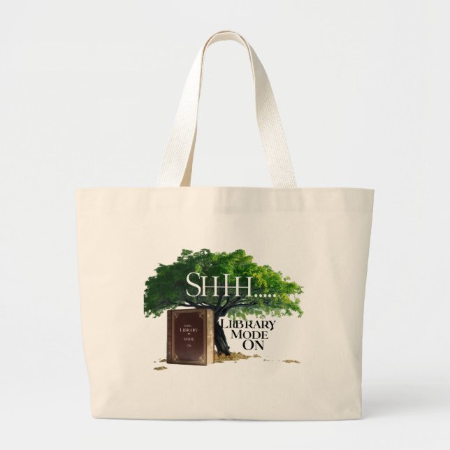 Bolsa tote de lona Jumbo "Modo Biblioteca Activado (Frente)