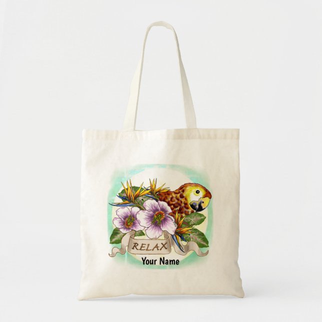 bolsa tote de loro relajada con nombre personaliza (Frente)
