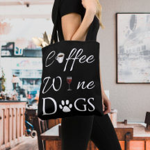Bolsa Tote de los perros con vino de café