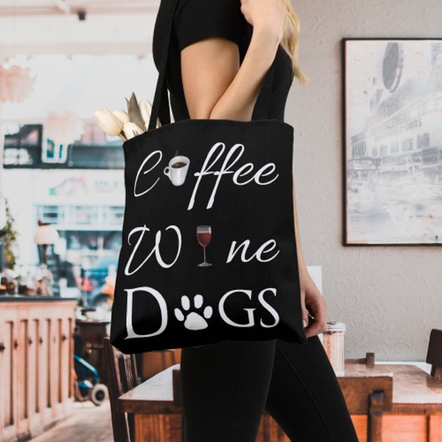 Bolsa Tote de los perros con vino de café (Coffee Wine Dogs Tote Bag)