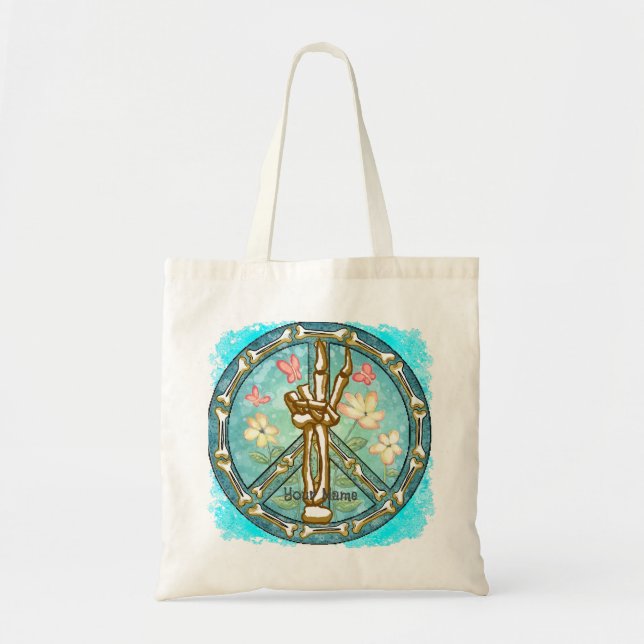 Bolsa tote de mano de la paz Esqueleto    (Frente)