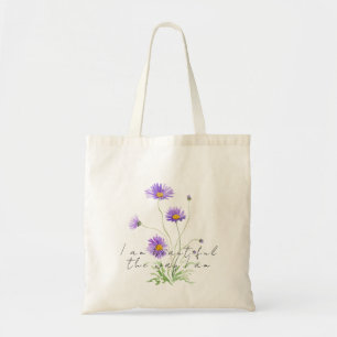 bolsa tote de margarita morada pintada a mano