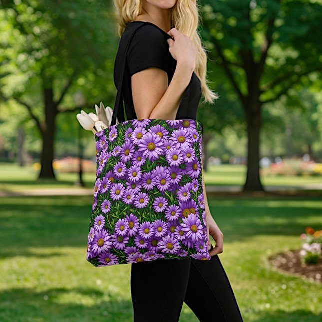 Bolsa tote de margaritas moradas (Subido por el creador)