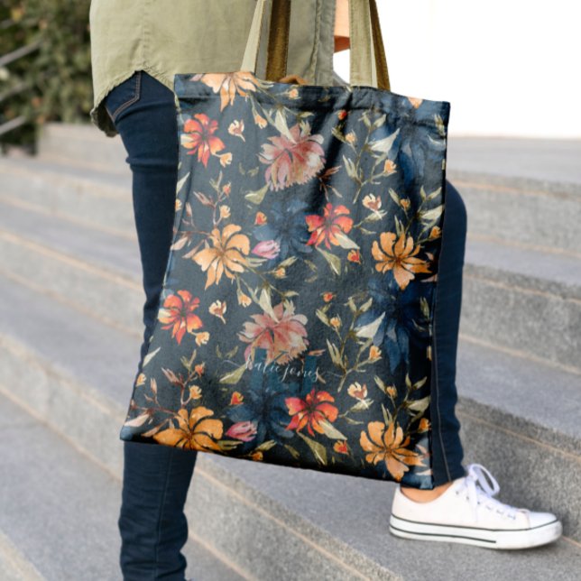 Bolsa Tote de Monograma | Patrón de Flores Silvest (Subido por el creador)