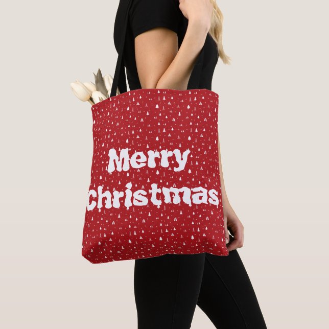 Bolsa Tote de Navidad de Árboles y Copos de Nieve (Detalle)