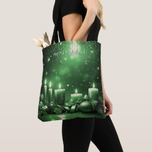 Bolsa Tote de Navidad Velas Verdes Fiesta