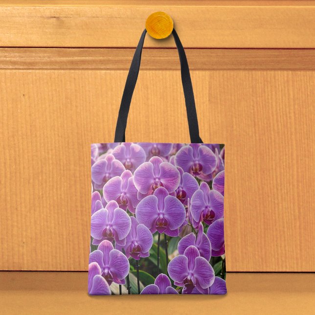 Bolsa tote de orquídeas púrpura (Tote bag with purple orchids)