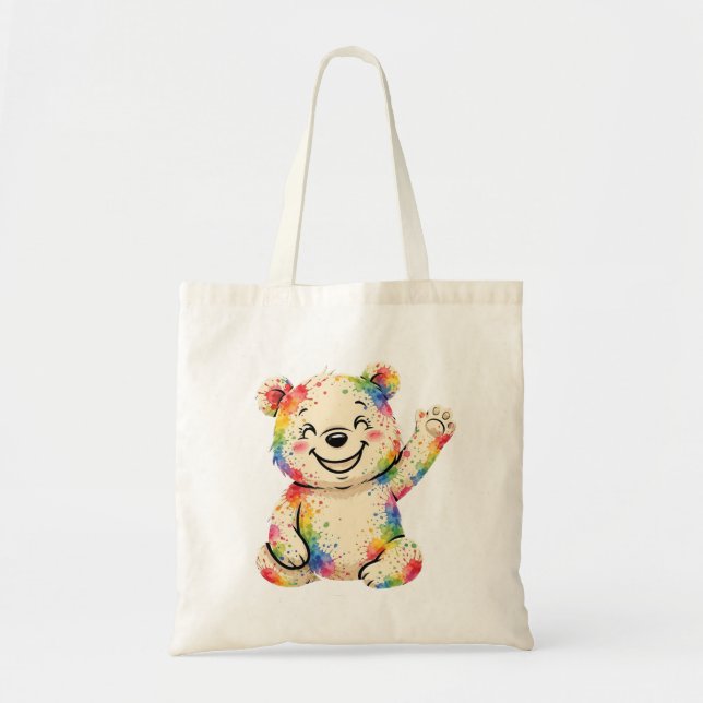 bolsa tote de osito de peluche pintado (Frente)