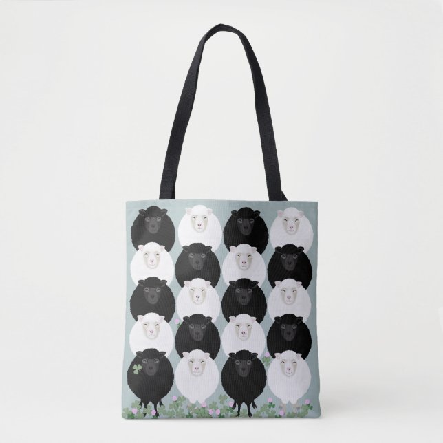 Bolsa tote de oveja en blanco y negro (Anverso)