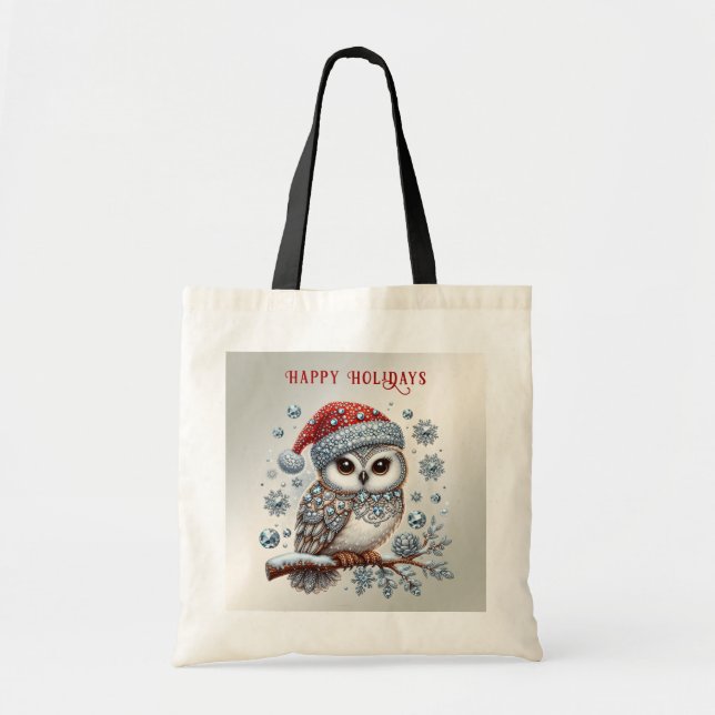 Bolsa Tote de Owl Holiday para navidades (Frente)
