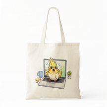 Bolsa Tote de Pájaro Cacatúa Adorable Trabajando e