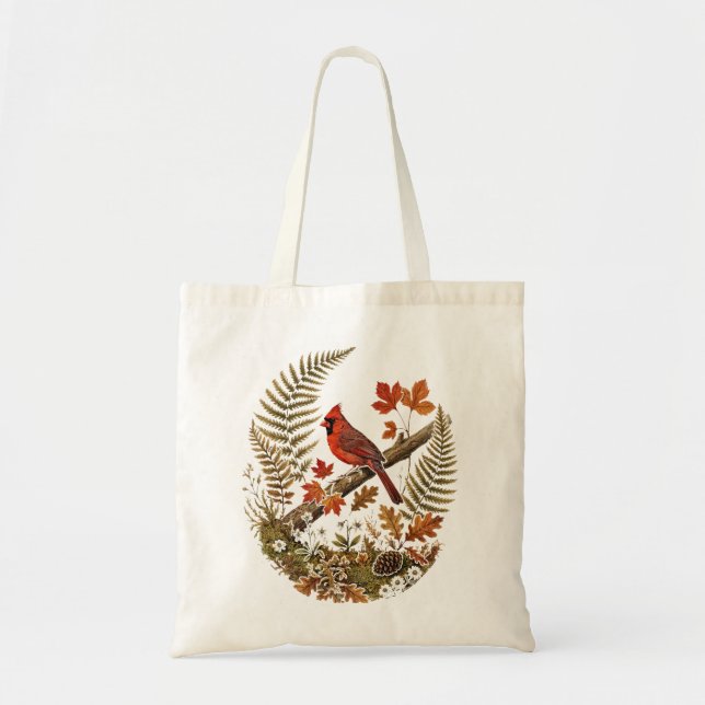 Bolsa tote de pájaro cardenal de otoño (Frente)