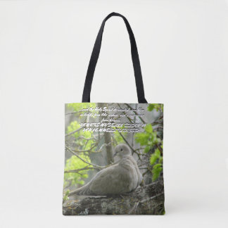 Bolsa tote de paloma de dos caras y versículo de l