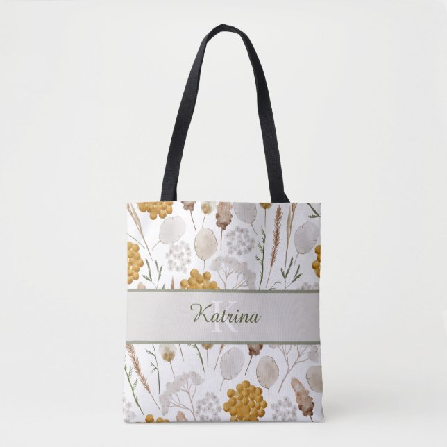 Bolsa tote de panal de acuarela monogramada (Anverso)