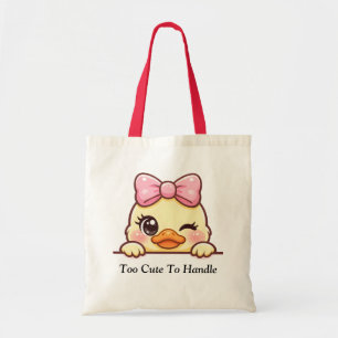 Bolsa tote de pato adorable con lazo rosa y guiño