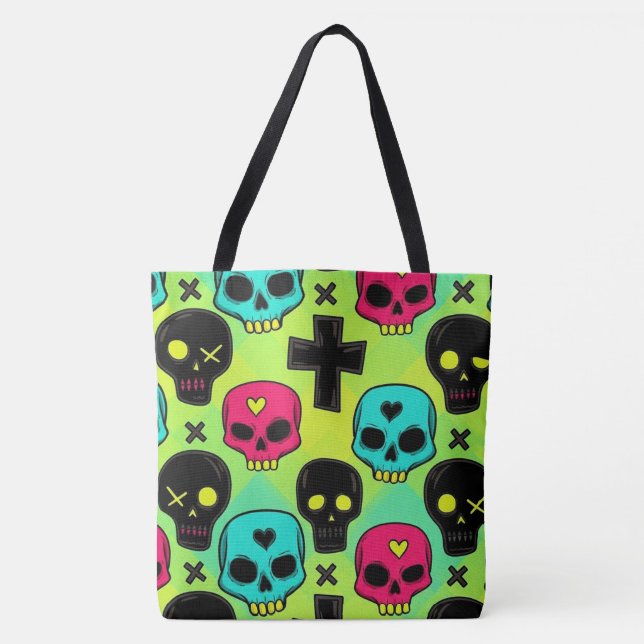Bolsa tote de patrón de cráneo (Anverso)