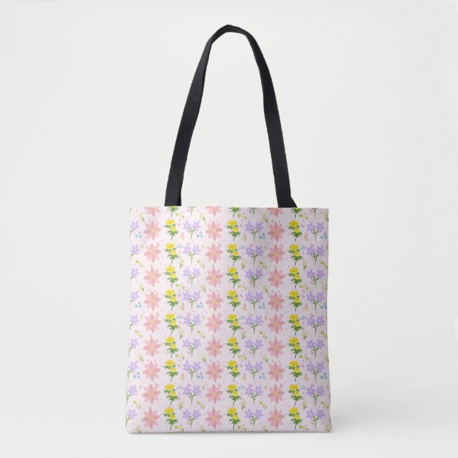 Bolsa tote de patrón de flores silvestres en paste (Anverso)
