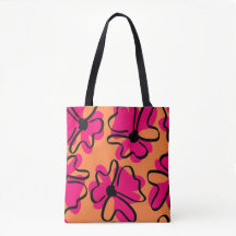 Bolsa tote de patrón floral abstracto | Retro auda