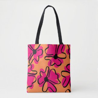 Bolsa tote de patrón floral abstracto | Retro auda