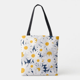 Bolsa tote de patrón floral de margarita amarilla 