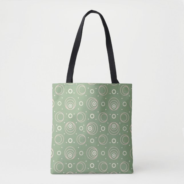 Bolsa tote de patrón verde de órbita retro (Anverso)