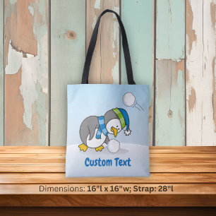 Bolsa tote de pequeño pingüino caminando sobre la 