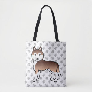 Bolsa Tote de Perro Cartoon y Patas de Husky Siber