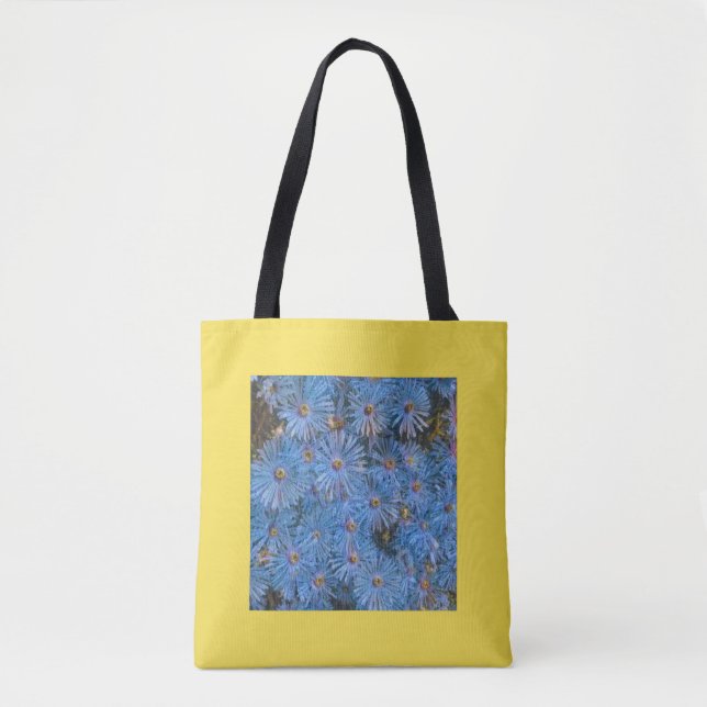 Bolsa Tote de Pintura de Flores Azules Estilizadas (Anverso)