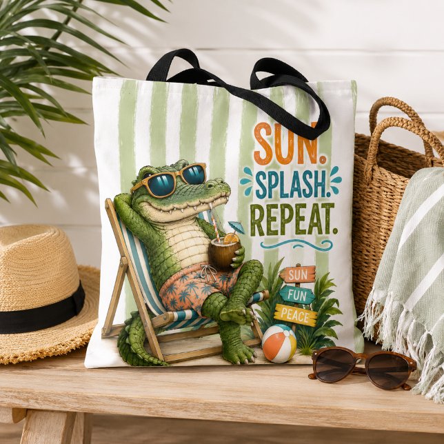 Bolsa Tote de Playa de Cocodrilo Divertido (Subido por el creador)
