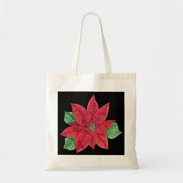 Bolsa Tote de Poinsettia - Negro (Frente)